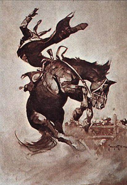 BUCKING BRONCO by Frank Frazetta
