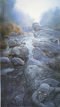 GOLLUM FLEES THE ELVES OF MIRKWOOD by John Howe