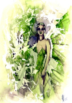 GREEN FAERY signed print by Alexandra Dawe