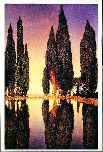 RESERVOIR AT VILLA FALCONERI by Maxfield Parrish