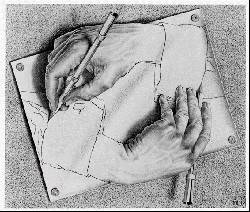DRAWING HANDS (small) by MC Escher